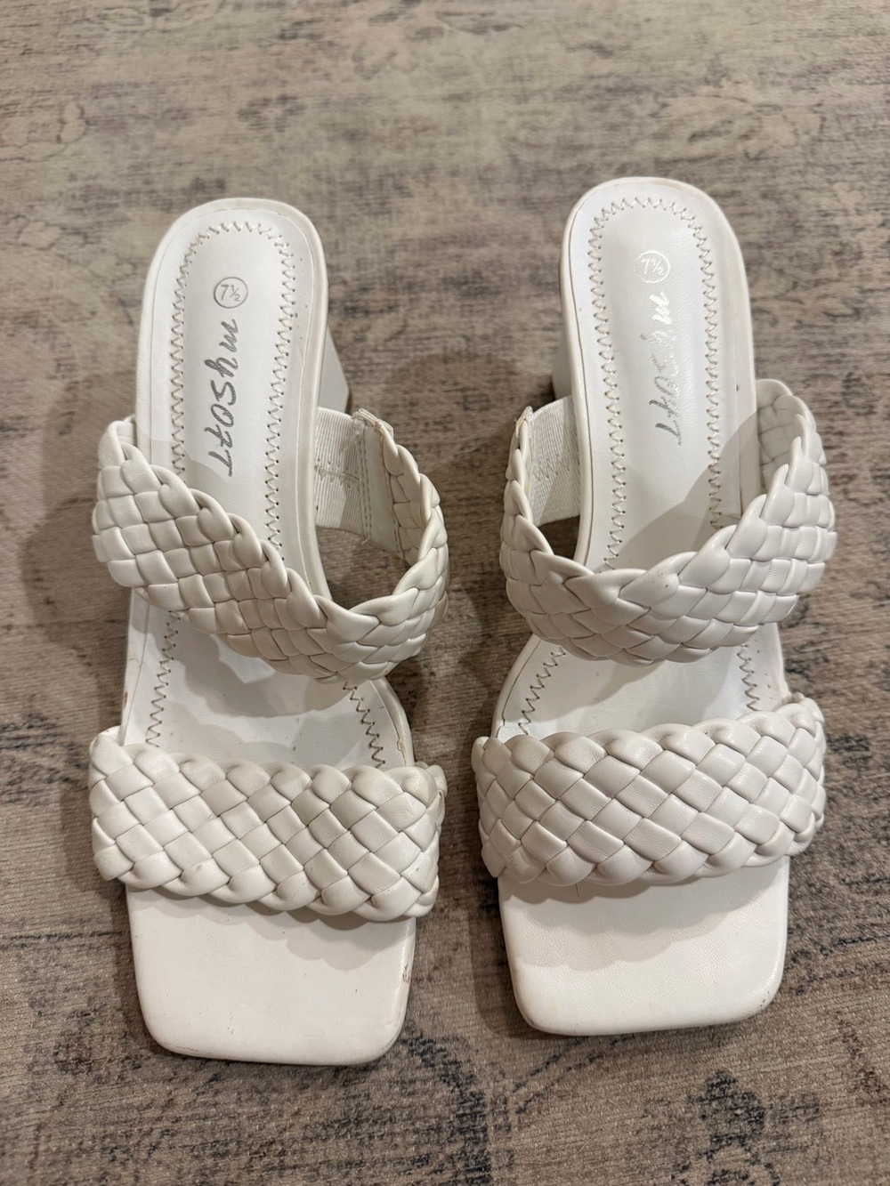 White Braided Slide Heels for Women